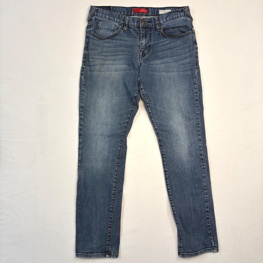 Guess Holster Fit Mens Slim Tapered Medium Rise‎ Jeans Blue 33x32 Y2K Whiskers